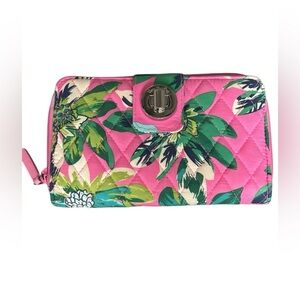 Vera Bradley Pink Tropical Fabric Turnkey Wallet